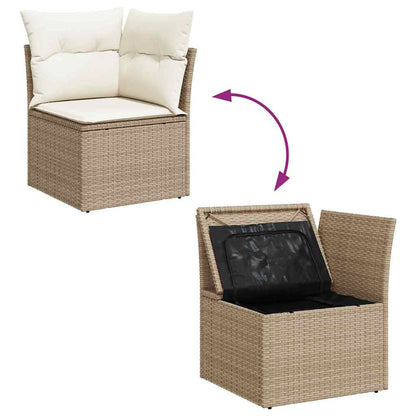 Tuinbankenset met kussen met opslag 12 pcs Beige Poly riet