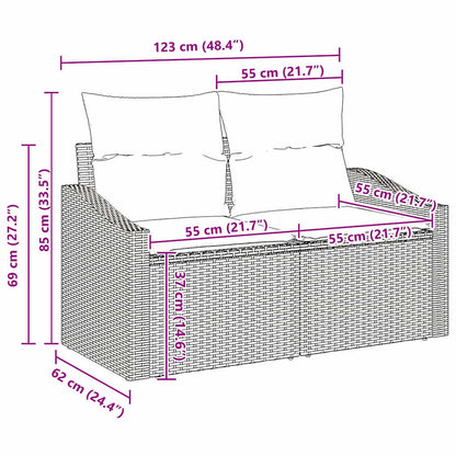 Tuinbankenset met kussen met opslag 12 pcs Beige Poly riet