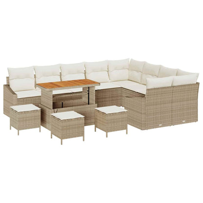 Tuinbankenset 13 st 8-Aantal zitplaatsen Beige Poly riet