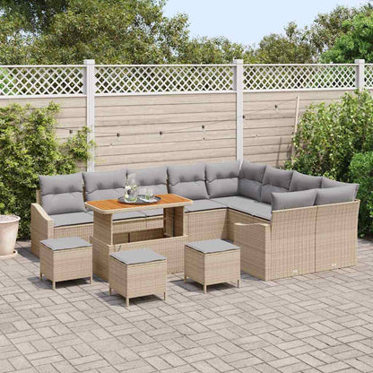 Tuinbankenset met kussen met opslag 13 pcs Beige Poly riet