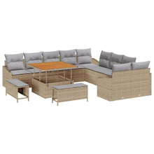 Tuinbankenset met kussen met opslag 13 pcs Beige Poly riet