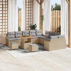 Garden bench set with cushion with storage 13 pcs Beige Poly rattan