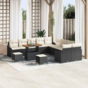 Loungeset poly rotan zwart 13-delig met opbergruimte