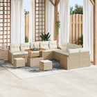 Garden bench set with cushion with storage 13 pcs Beige Poly rattan
