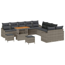 Tuinbankenset met kussen met opslag 13 pcs Grijs Poly riet