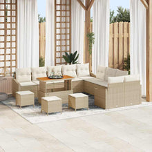 Tuinbankenset met kussen met opslag 13 pcs Beige Poly riet