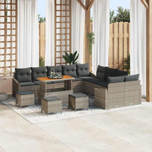 Tuinbankenset met kussen met opslag 13 pcs Grijs Poly riet