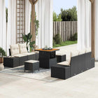 Garden lounge set with cushion and storage 8 pcs Black Poly rattan