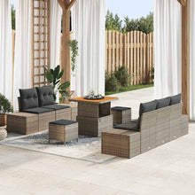 Tuinbankenset met kussen met opslag 8 pcs Grijs Poly riet