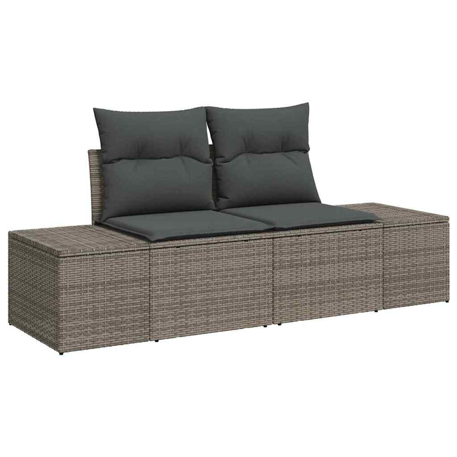 Tuinbankenset met kussen met opslag 8 pcs Grijs Poly riet