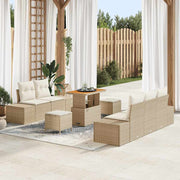 Tuinbankenset poly riet beige met opbergruimte