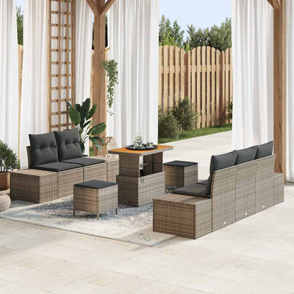 Tuinbankenset met kussen met opslag 8 pcs Grijs Poly riet