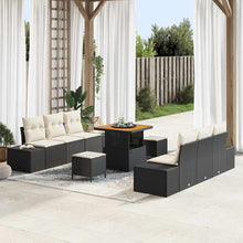 Tuinbankenset met kussen met opslag 9 pcs Zwart Poly riet