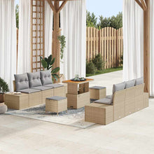 Tuinbankenset met kussen met opslag 9 pcs Beige Poly riet