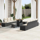 Garden Sofa Set with Cushion and Storage 10 pcs Black Poly Rattan