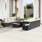 Tuinbankenset poly riet zwart 264x62x85 cm
