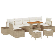 Tuinbankenset met kussen met opslag 10 pcs Beige Poly riet