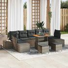 Garden sofa set with cushion with storage 10 pcs Grey Poly rattan