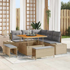 Garden Bench Set with Cushion with Storage 8 pcs Beige Poly Rattan