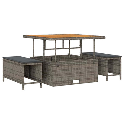 Tuinbankenset met kussen met opslag 8 pcs Grijs Poly riet