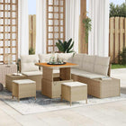 Garden Bench Set with Cushion with Storage 8 pcs Beige Poly Rattan