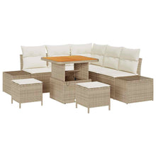 Tuinbankenset met kussen met opslag 8 pcs Beige Poly riet