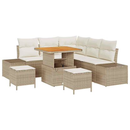 Tuinbankenset met kussen met opslag 8 pcs Beige Poly riet