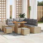 Tuinset poly rotan beige 8-delig met opbergruimte