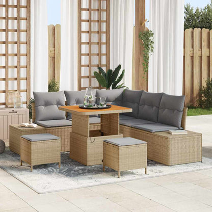 Tuin Sofa Set met opslag 8 pcs Beige Poly riet