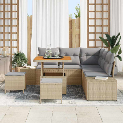 Tuin Sofa Set met opslag 8 pcs Beige Poly riet