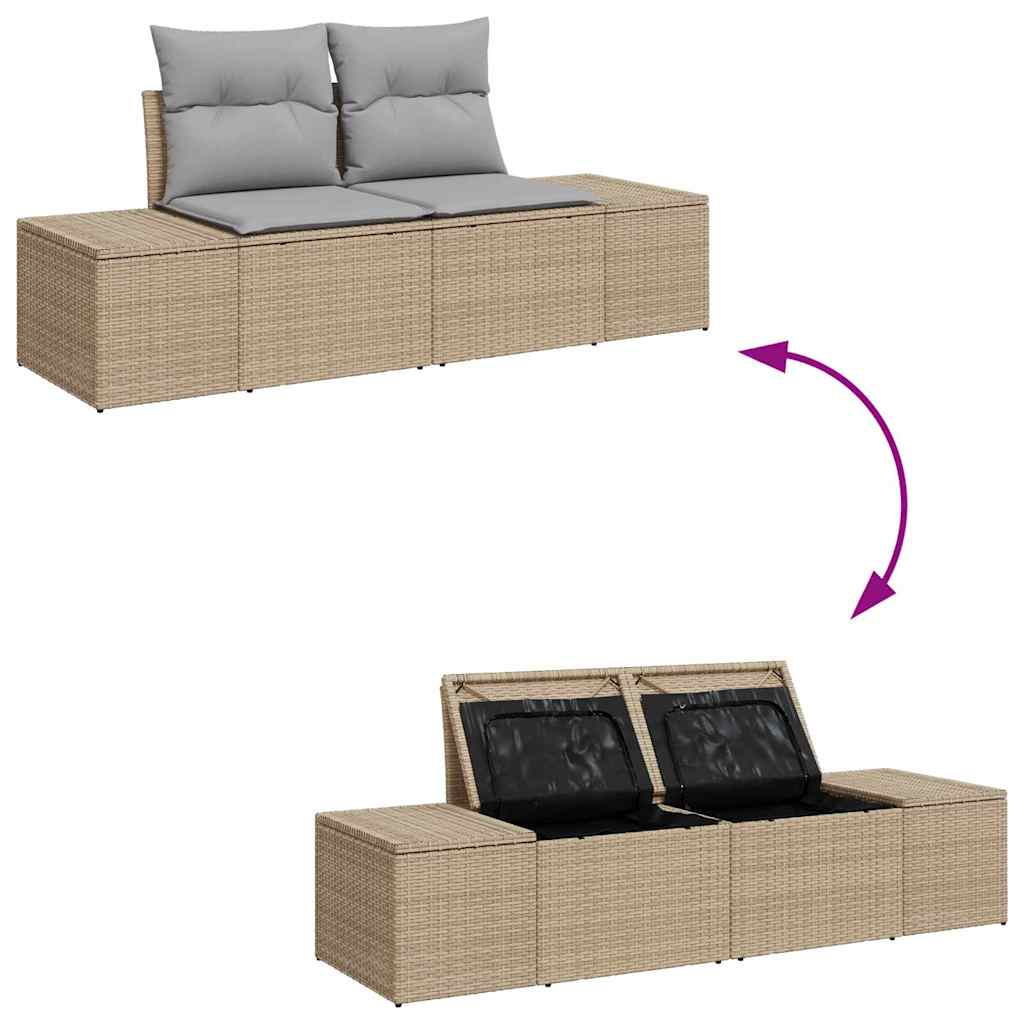 Tuin Sofa Set met opslag 8 pcs Beige Poly riet