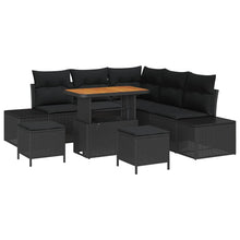 Tuin Sofa Set met kussen met opslag met kussen 8 pcs Zwart Poly riet