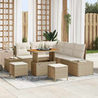 Tuinset poly rotan 8-delig beige met opbergruimte