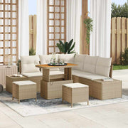 Tuinset poly rotan 8-delig beige met opbergruimte