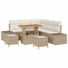 Tuinbankenset met kussen met opslag 8 pcs Beige Poly riet