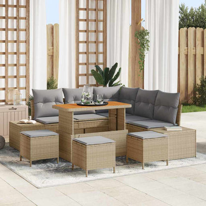 Tuin Sofa Set met opslag 8 pcs Beige Poly riet