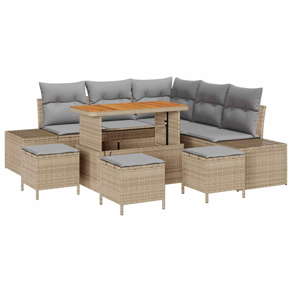 Tuin Sofa Set met opslag 8 pcs Beige Poly riet