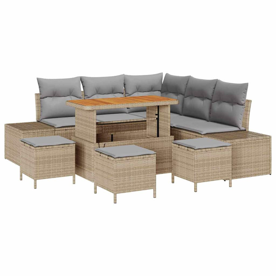 Tuin Sofa Set met opslag 8 pcs Beige Poly riet