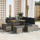 Tuinbankenset poly riet grijs 8 personen