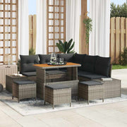 Tuinbankenset poly riet grijs 8 personen