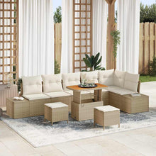 Tuinbankenset met kussen met opslag 9 pcs Beige Poly riet