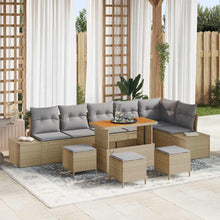 Tuin Sofa Set Met Kussen Met Opslag 9 Pcs En Licht Grijs 110 cm tafellengte beige en lichtgrijs