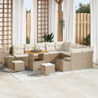 Tuinbankenset poly riet acacia 12-delig beige