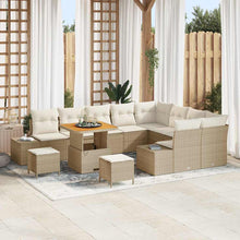 Tuinbankenset met kussen met opslag 12 pcs Beige Poly riet