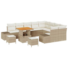 Tuinbankenset met kussen met opslag 12 pcs Beige Poly riet