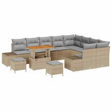 Tuinbankenset met kussen met opslag 12 pcs Beige Poly riet
