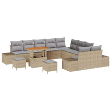 Tuinbankenset met kussen met opslag 13 pcs Beige Poly riet