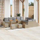 Garden Sofa Set with Cushion Storage 14 pcs Beige Poly Rattan