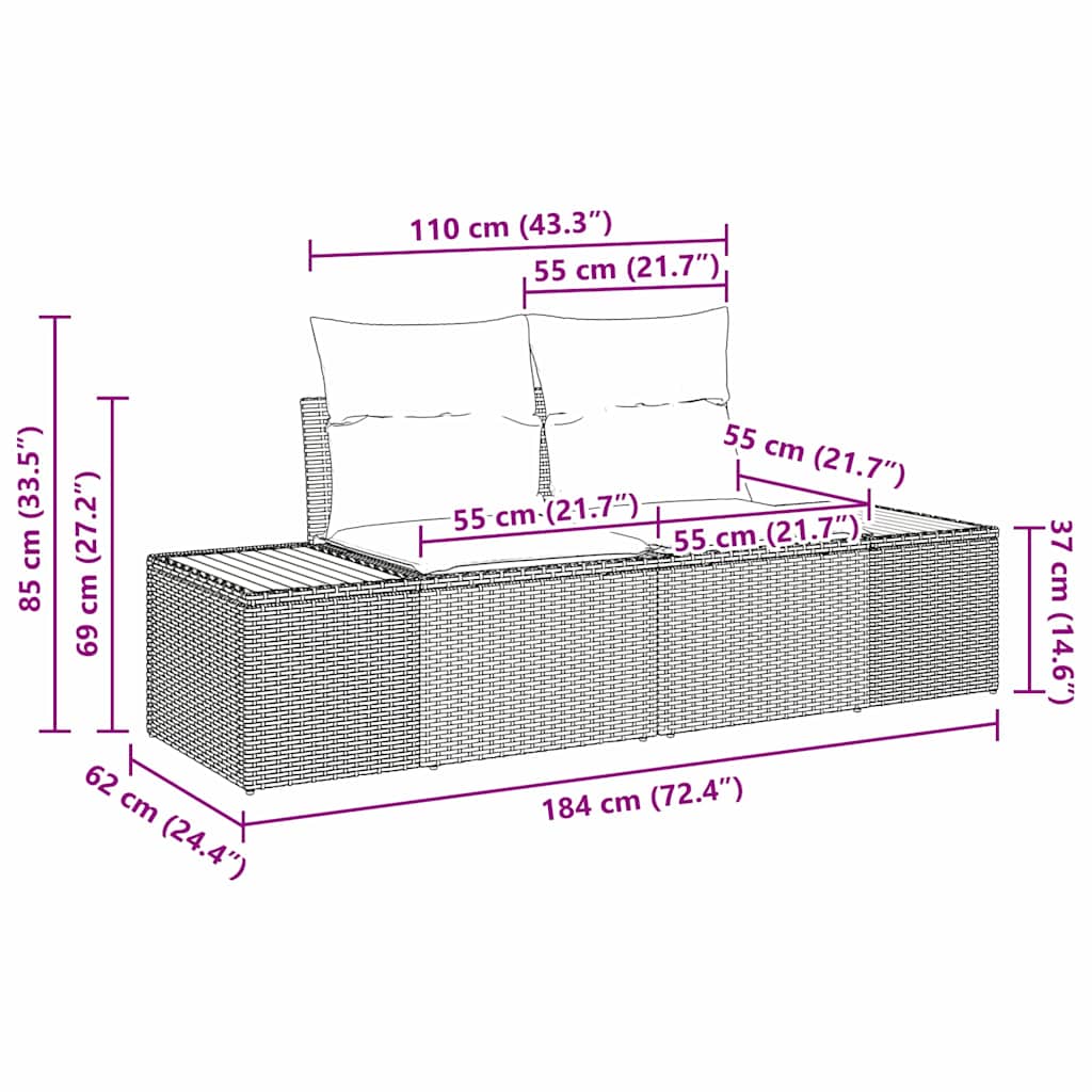 Tuin Sofa Set met kussen 8 pcs Beige, Crème 80 x 80 x 71 cm
