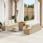 Loungeset tuin 9-delig poly rotan beige